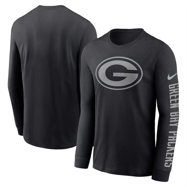 Men's Green Bay Packers Black Long Sleeve T-Shirt